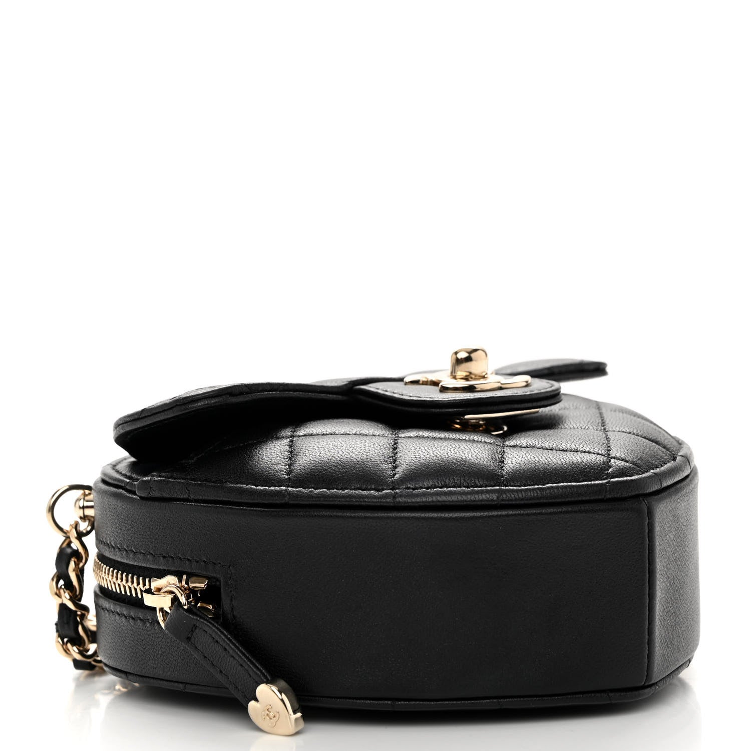 Chanel Lambskin Quilted CC In Love Heart Clutch With Chain Black 4 of 11