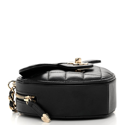 Chanel Lambskin Quilted CC In Love Heart Clutch With Chain Black 4 of 11