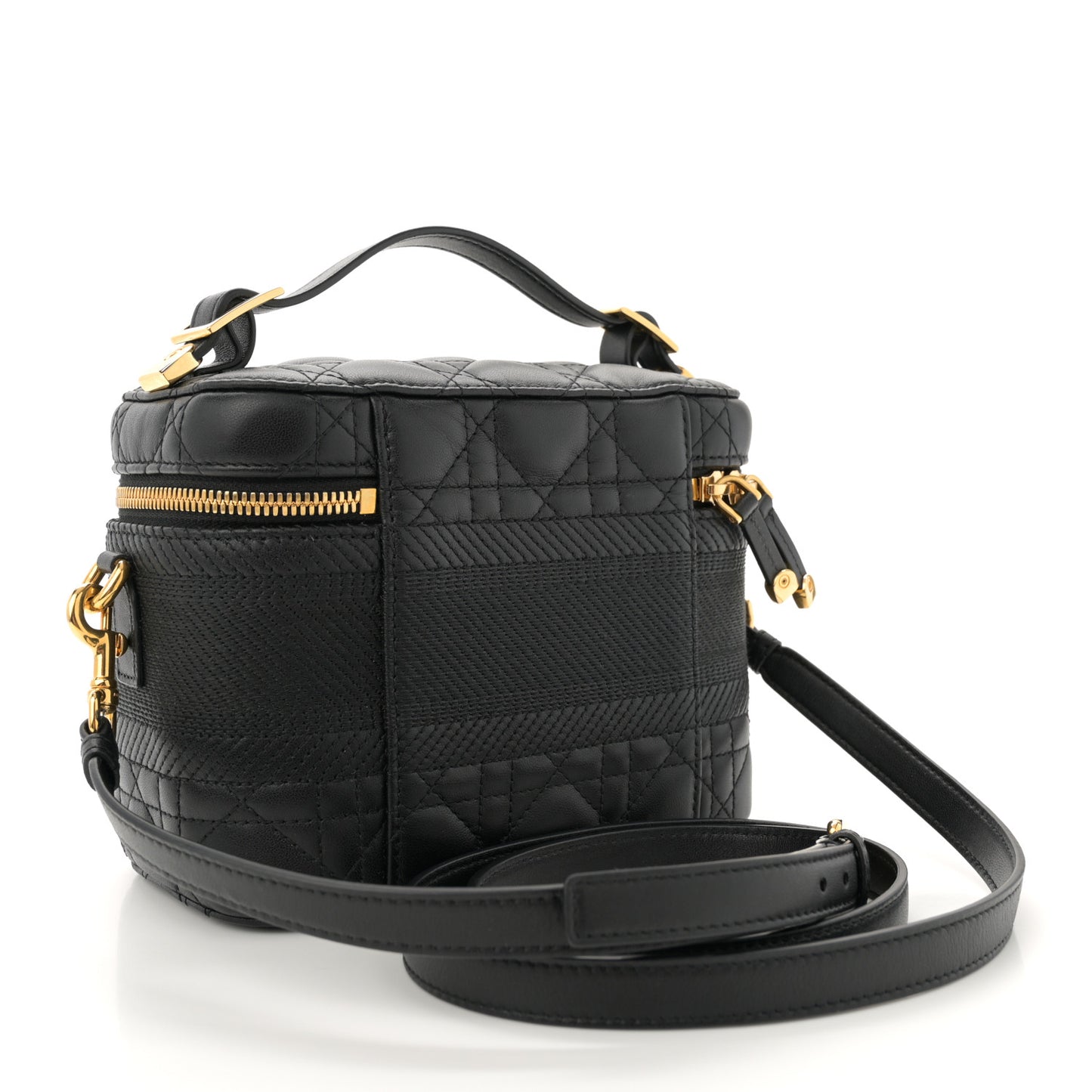 Lambskin Cannage Small Diortravel Vanity Case Black