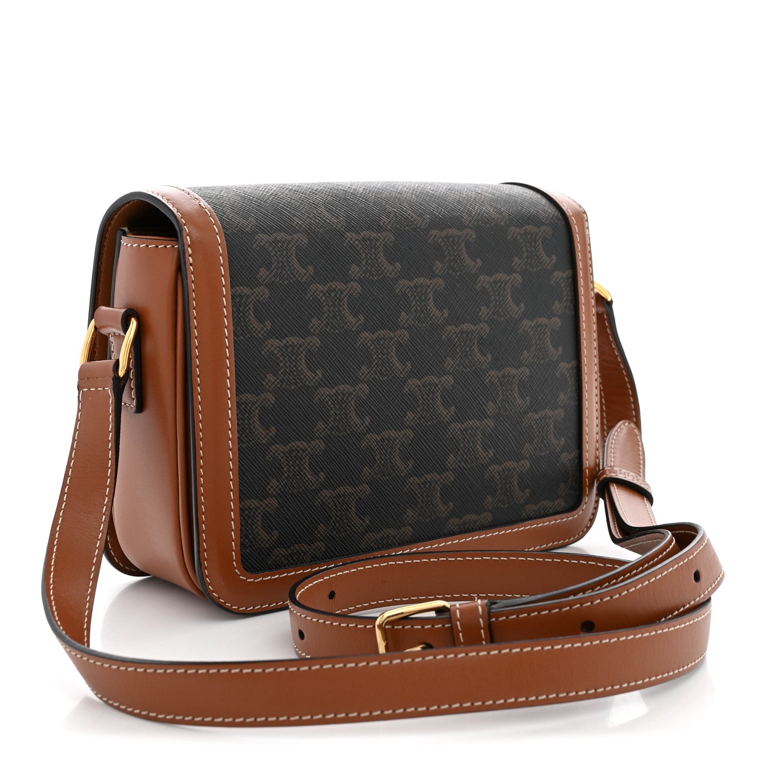 Celine Calfskin Triomphe Canvas Teen Triomphe Bag Tan 3 of 12