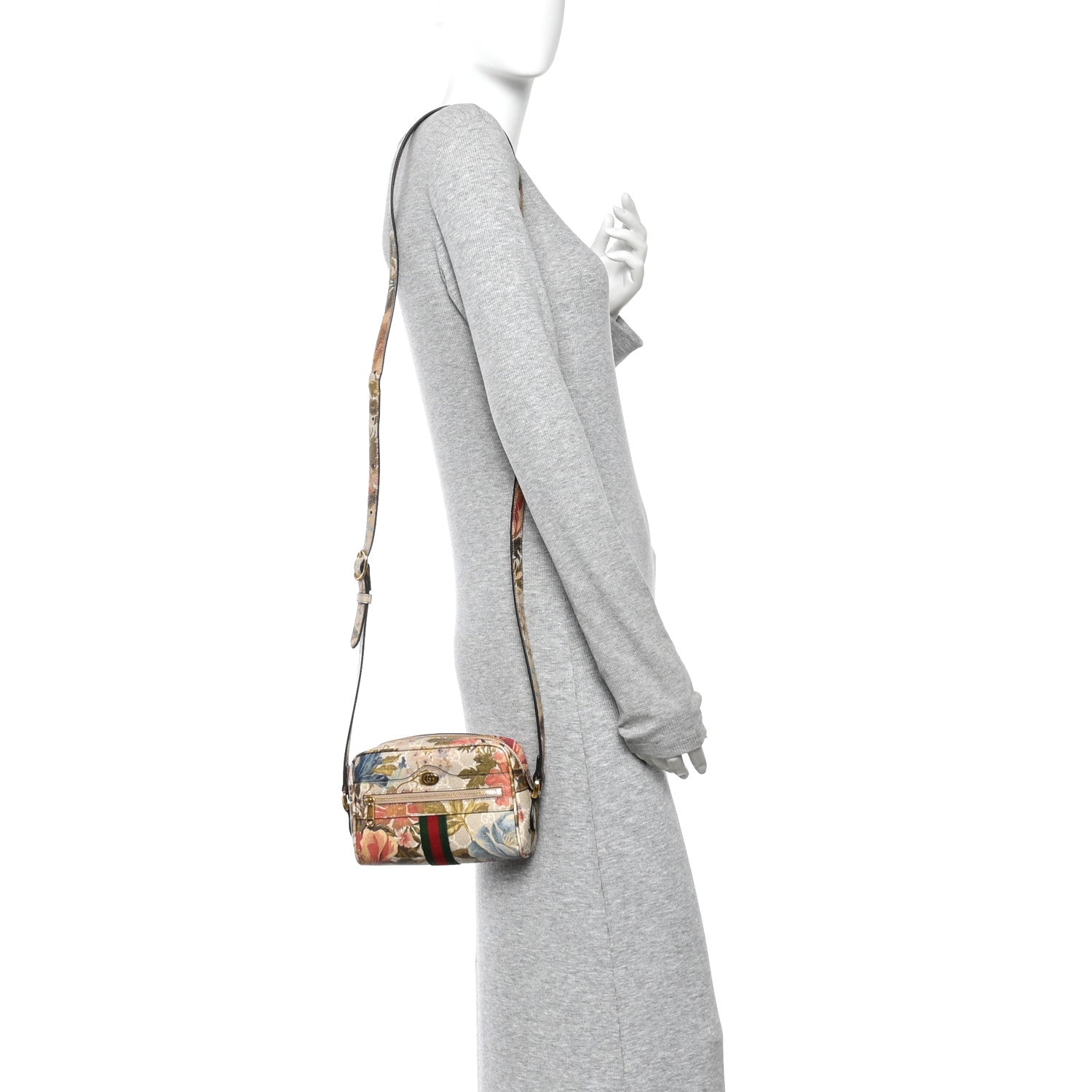 Gucci GG Supreme Monogram Water Flora Web Mini Ophidia Shoulder Bag Beige White Multicolor 2 of 11
