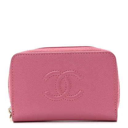 Chanel Caviar Timeless CC Zip Around Coin Purse Pink 1 of 7