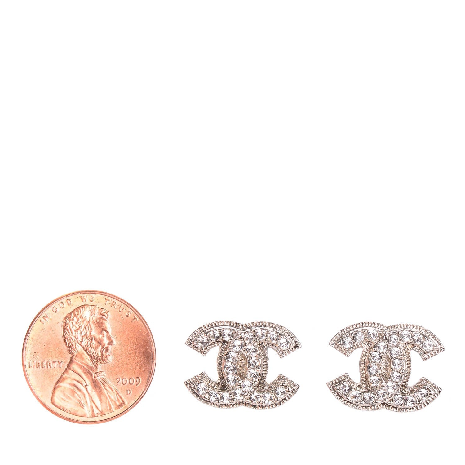Chanel Crystal CC Earrings Silver 2 of 5
