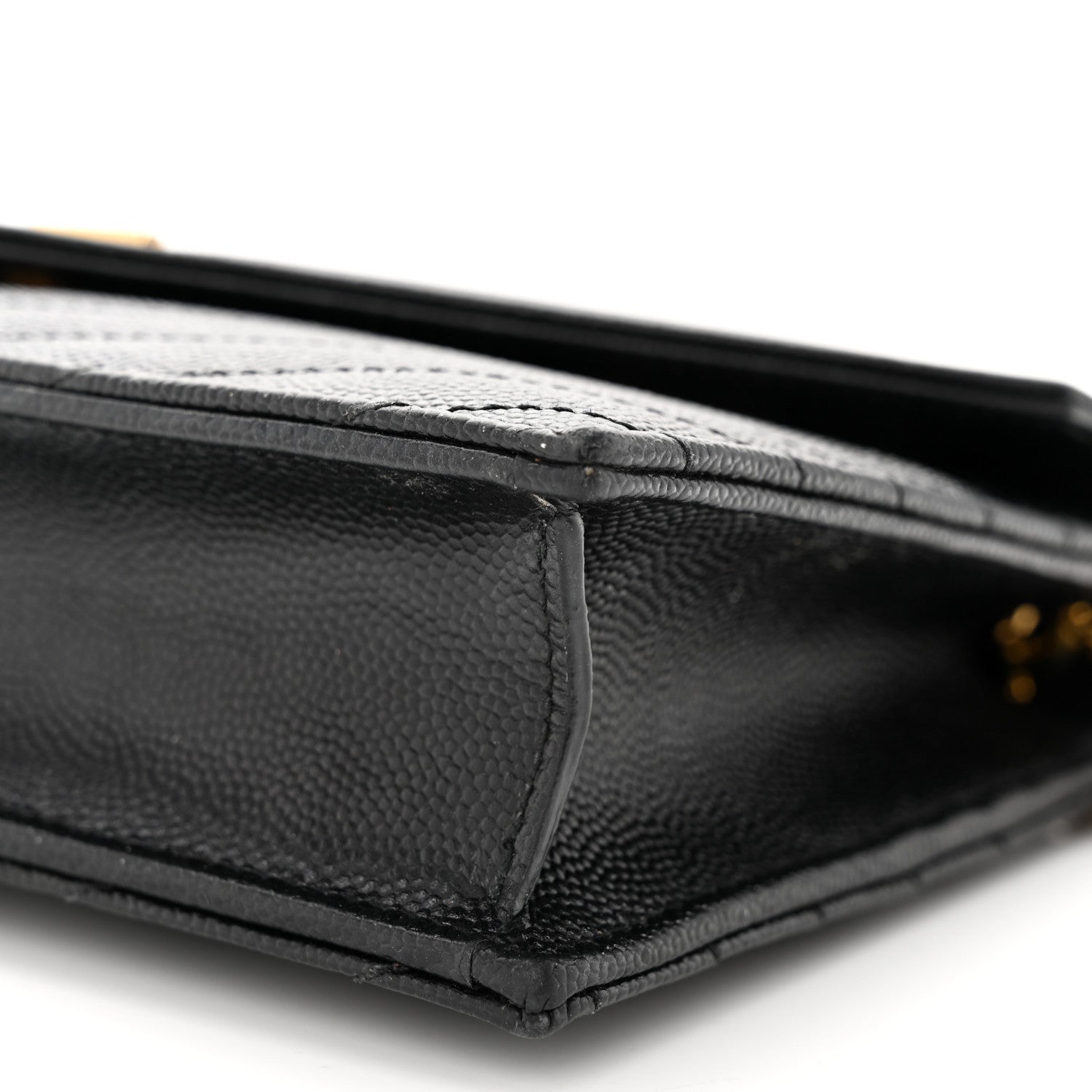 Saint Laurent Grain De Poudre Matelasse Chevron Monogram Envelope Chain Wallet Black 10 of 12