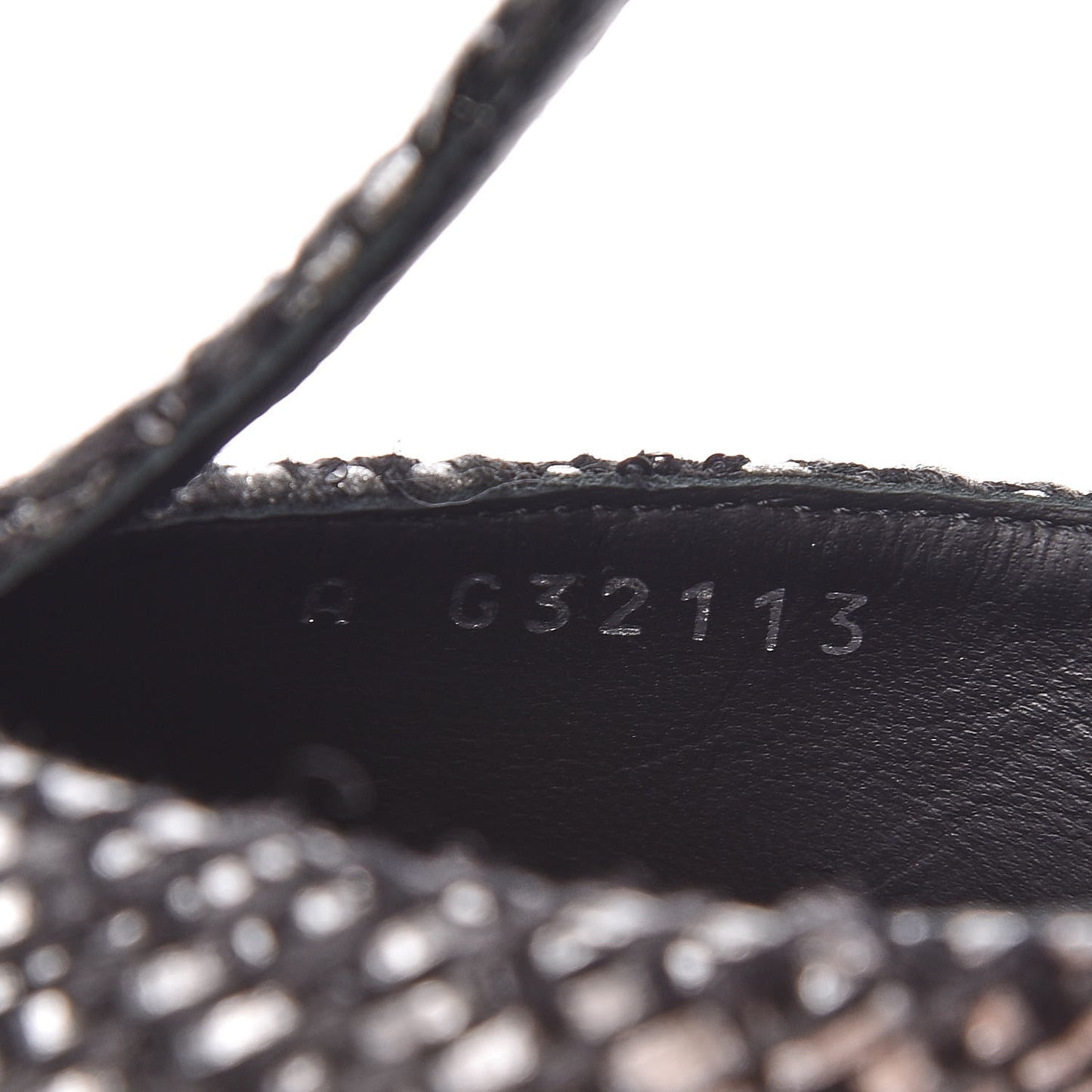 Tweed Grosgrain Chain T-Strap Pumps 38.5 Black Silver