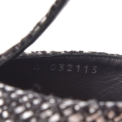 Chanel Tweed Grosgrain Chain T-Strap Pumps 38.5 Black Silver 8 of 9