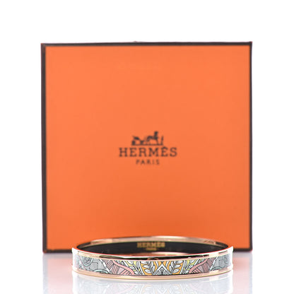 Hermes Enamel Printed Le Jardin De La Maharani Narrow Bracelet 65 Rose Candeur 6 of 6