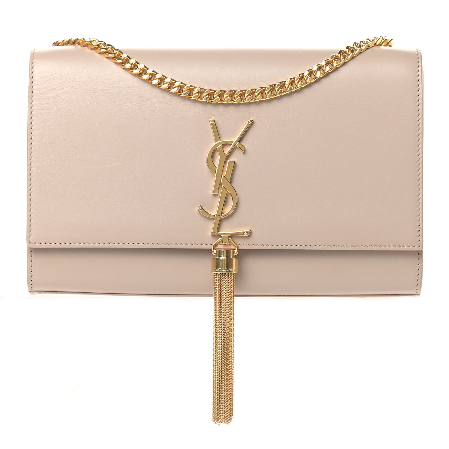 Smooth Calfskin Medium Classic Monogram Kate Tassel Satchel Nude Powder