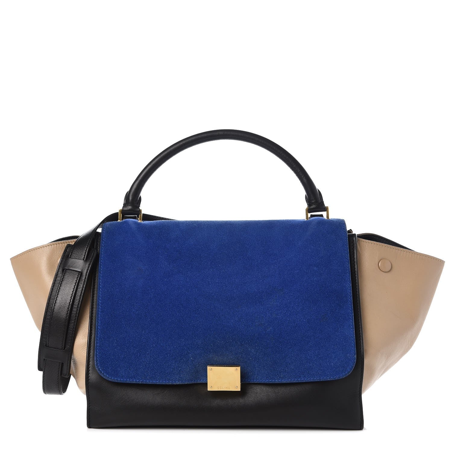 Celine Smooth Calfskin Suede Medium Tri-Color Trapeze Royal Blue 1 of 16