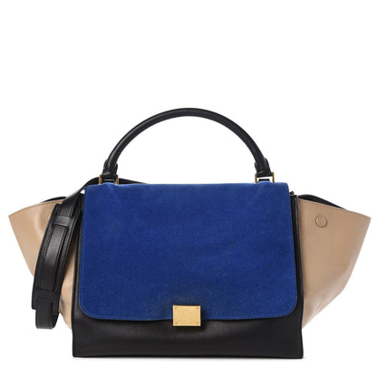 Celine Smooth Calfskin Suede Medium Tri-Color Trapeze Royal Blue 1 of 16