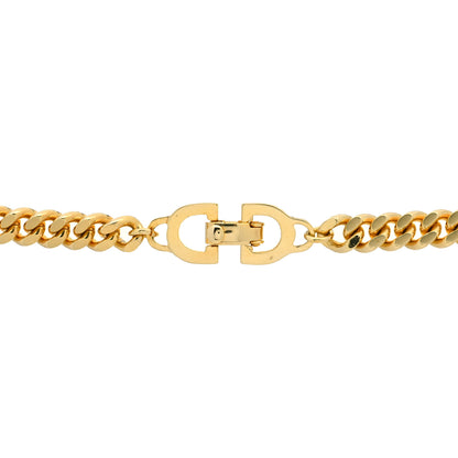 Christian Dior Metal Crystal Chain Long Necklace Gold 4 of 5