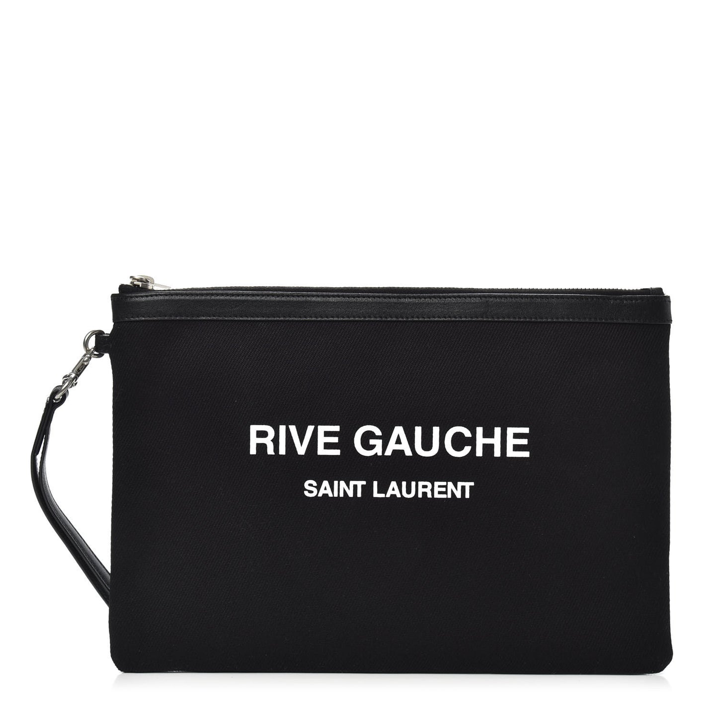 Linen Canvas Rive Gouche Zipped Pouch Black