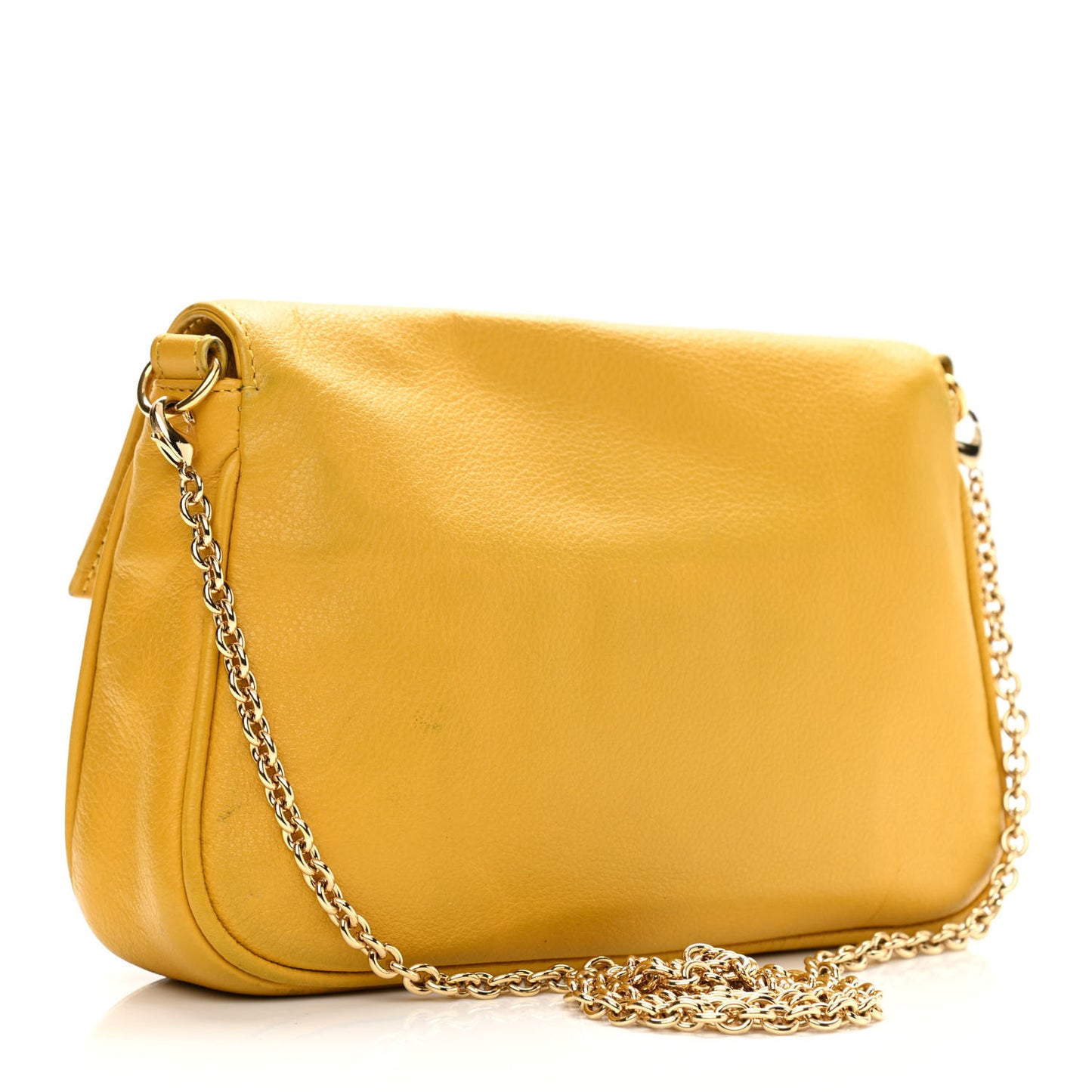 Vitello Flamingo Fendista Pouchette Crossbody Bag Yellow