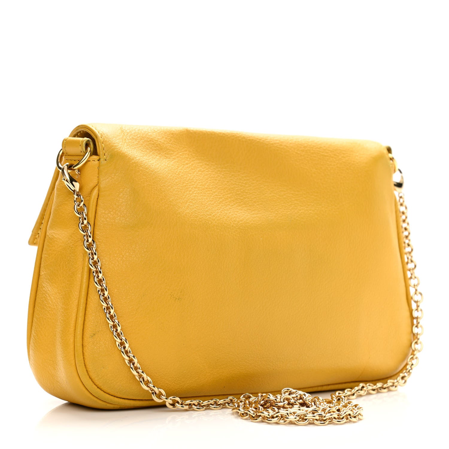 Fendi Vitello Flamingo Fendista Pouchette Crossbody Bag Yellow 3 of 10