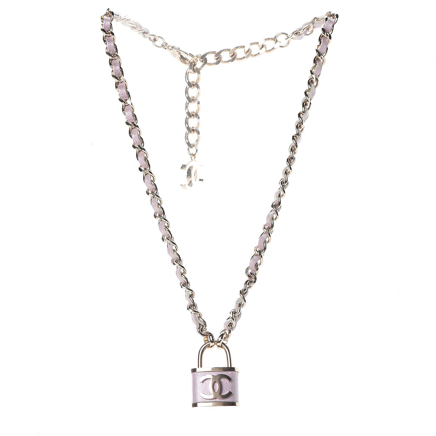 Chanel Metal Lambskin Lock Necklace Pink 3 of 5