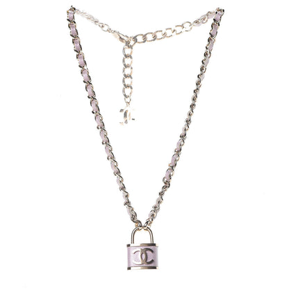 Chanel Metal Lambskin Lock Necklace Pink 3 of 5