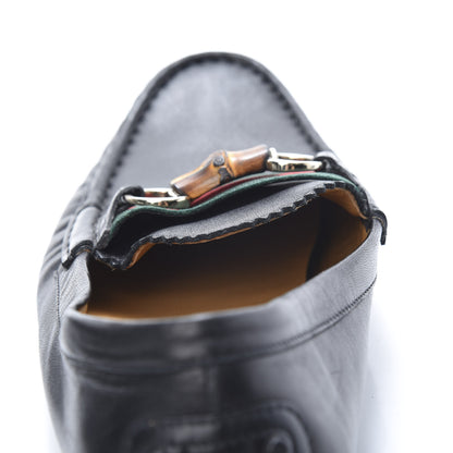Gucci Calfskin Horsebit Web Bamboo Driving Loafers 39 Black 11 of 11