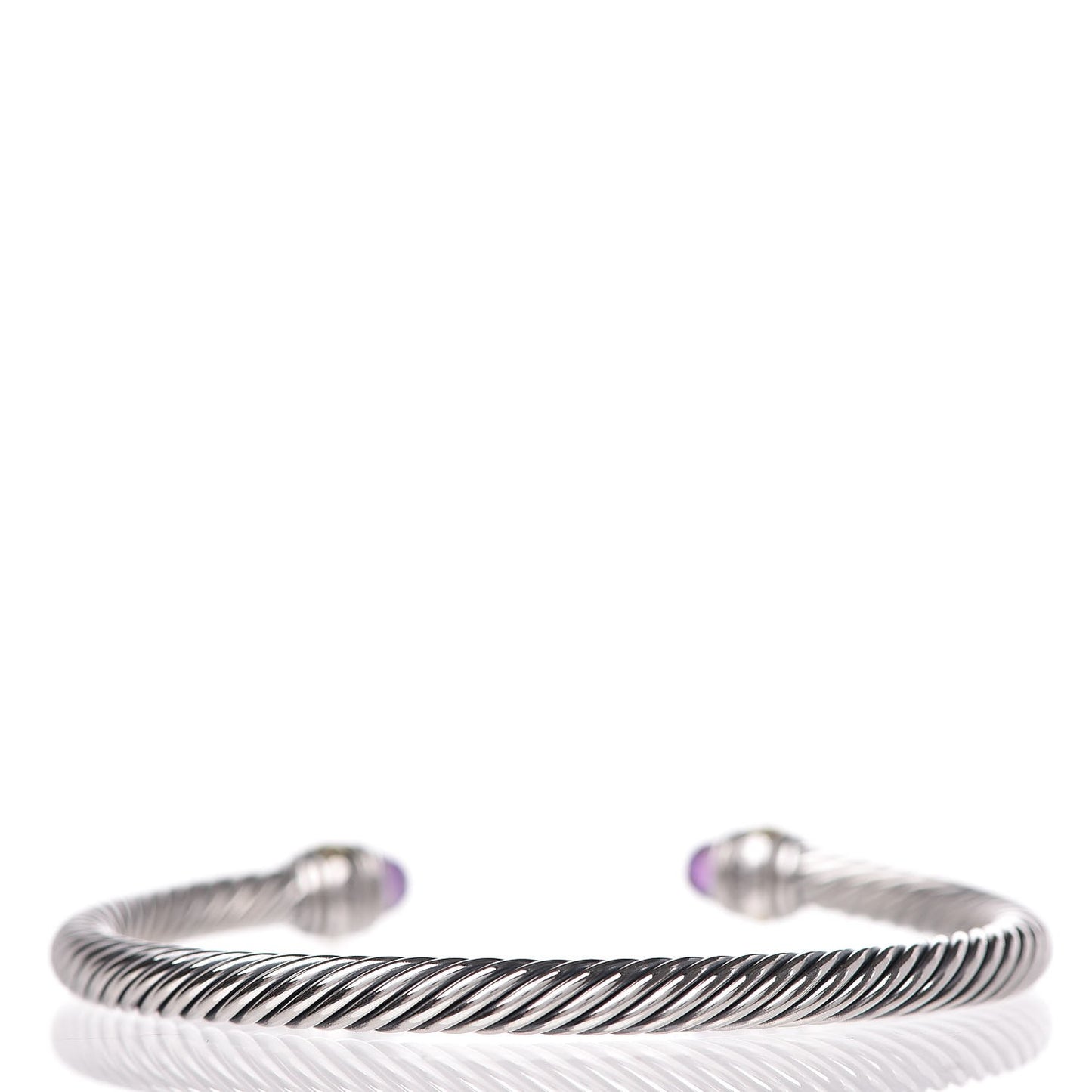 Sterling Silver 14K Yellow Gold Amethyst 5mm Cable Classics Bracelet