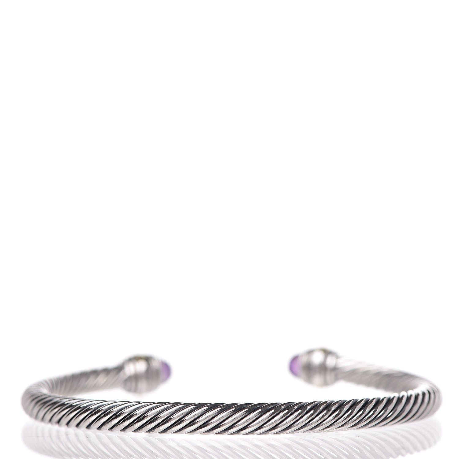 David Yurman Sterling Silver 14K Yellow Gold Amethyst 5mm Cable Classics Bracelet 3 of 5