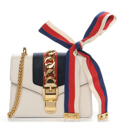 Gucci Calfskin Mini Sylvie Chain Shoulder Bag White 1 of 8