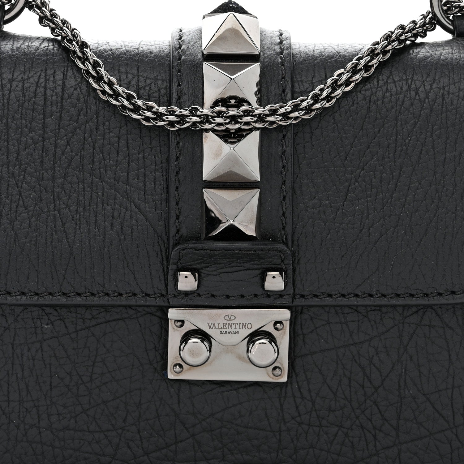 Valentino Garavani Vitello Small Glam Lock Rockstud Flap Black 7 of 9