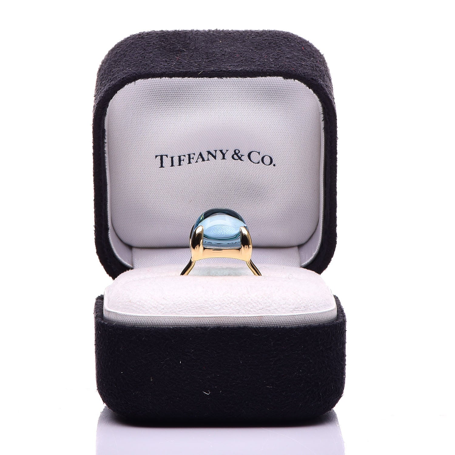 Tiffany 18K Yellow Gold Blue Topaz Large 12mm Paloma's Sugar Stacks Ring 49 5 6 of 6