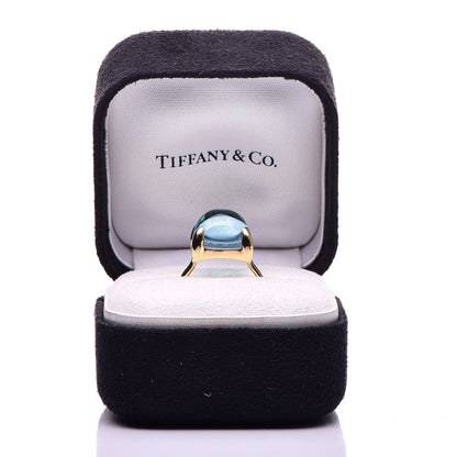 Tiffany 18K Yellow Gold Blue Topaz Large 12mm Paloma's Sugar Stacks Ring 49 5 6 of 6