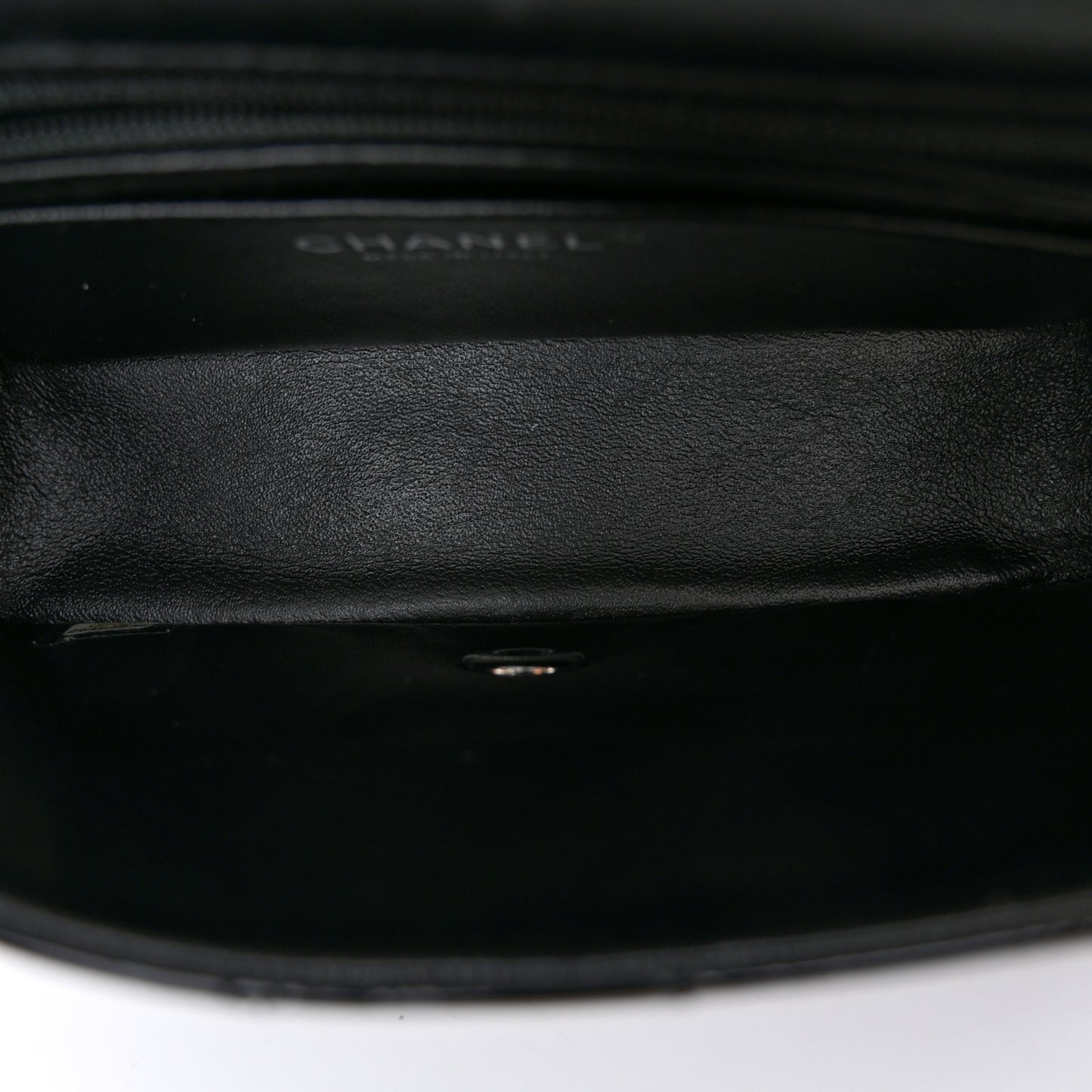 Patent Calfskin Quilted Mini Rectangular Flap Black