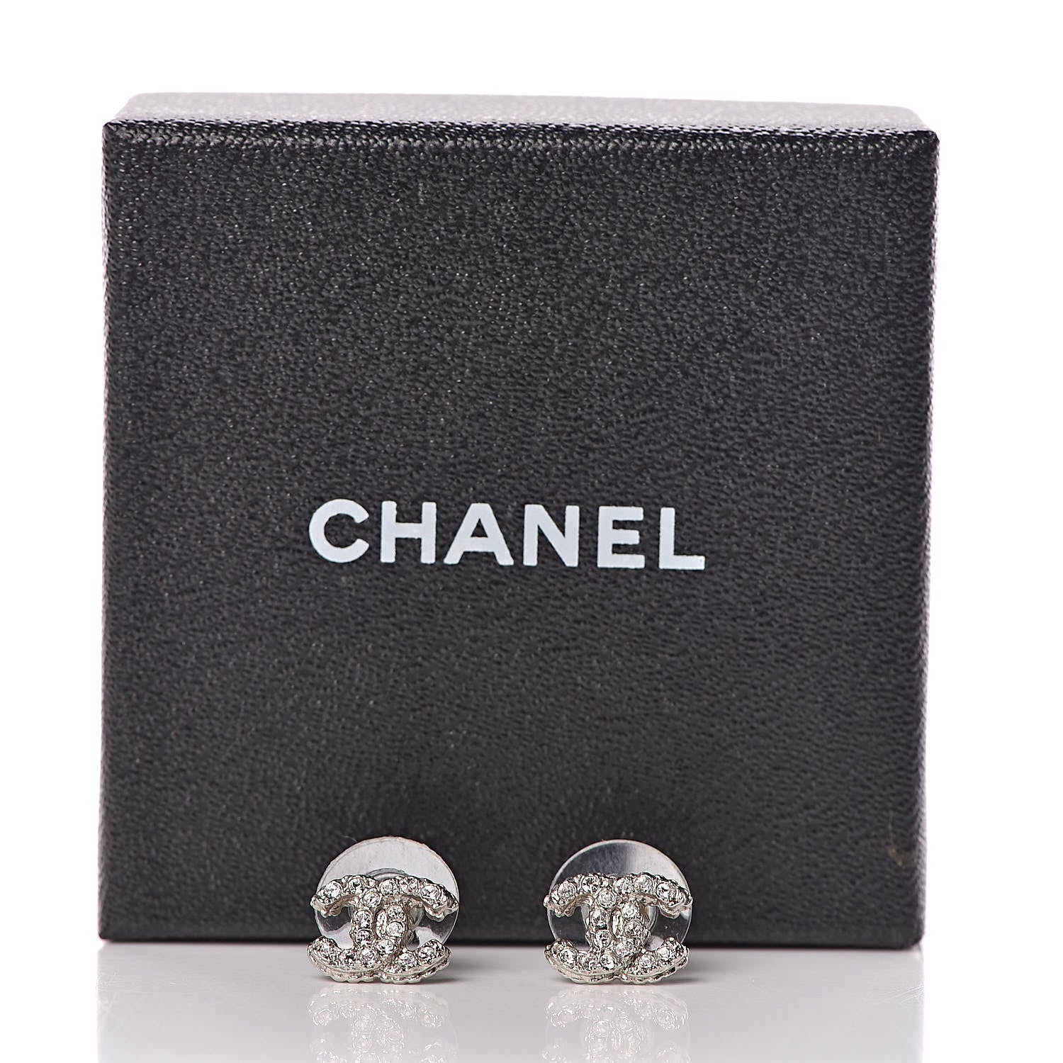 Chanel Crystal CC Earrings Silver 4 of 4