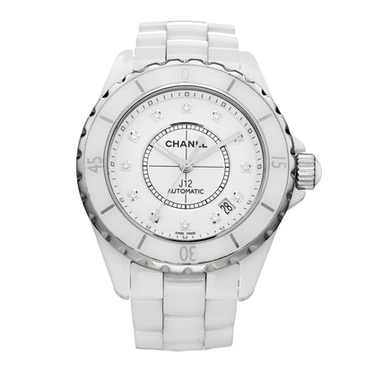 Chanel Stainless Steel Ceramic Diamond 38mm J12 Automatic Watch White 1 of 4