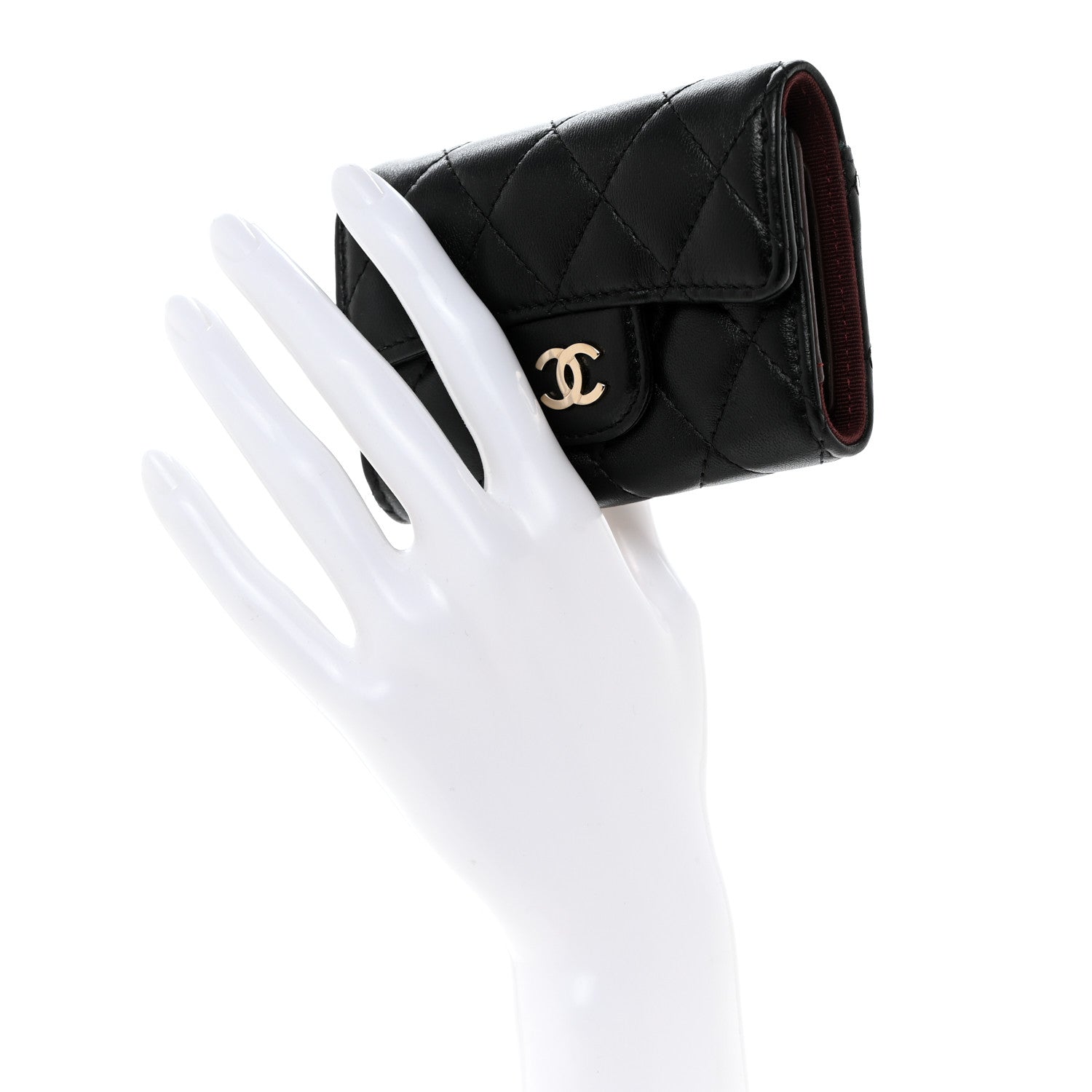 Chanel Lambskin Quilted Classic 4 Key Holder Wallet Black 2 of 8