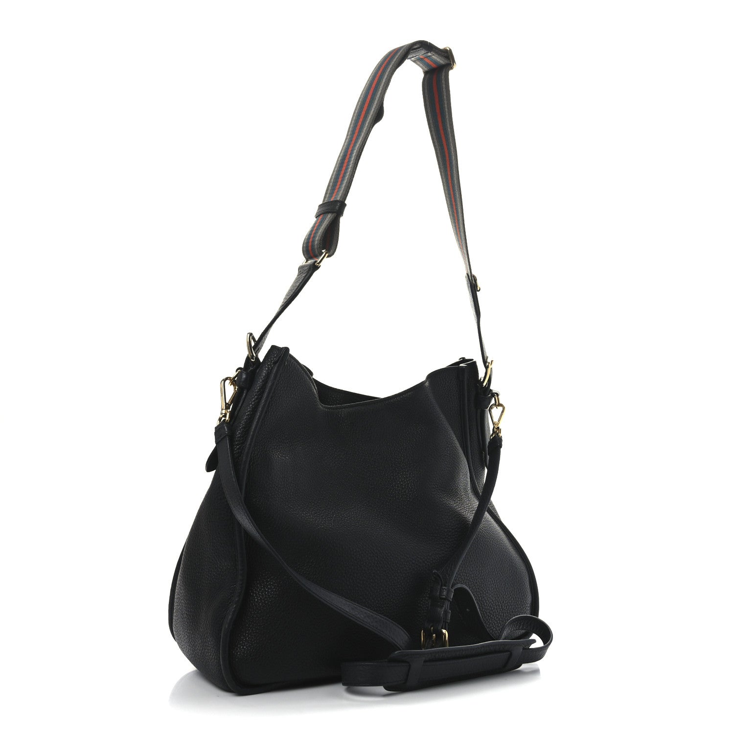 Prada Vitello Daino Hobo Messenger Bag Black 3 of 9