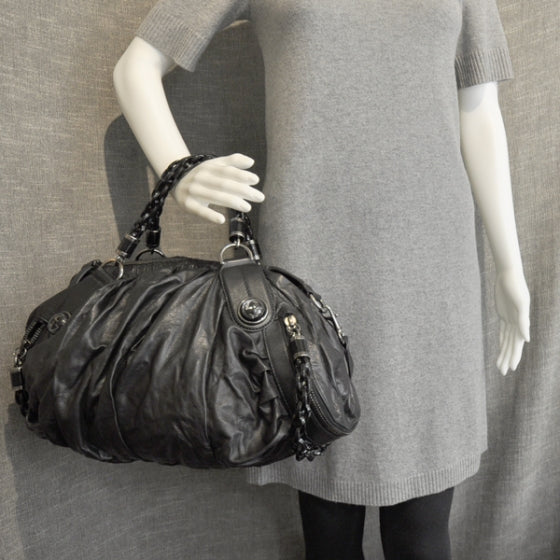 Leather Medium Galaxy Satchel Black