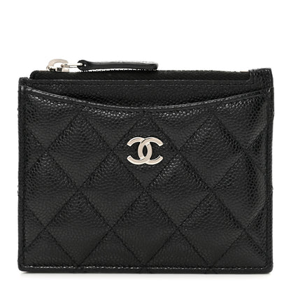 Chanel Caviar Quilted CC Zip Card Holder Black 1 of 7