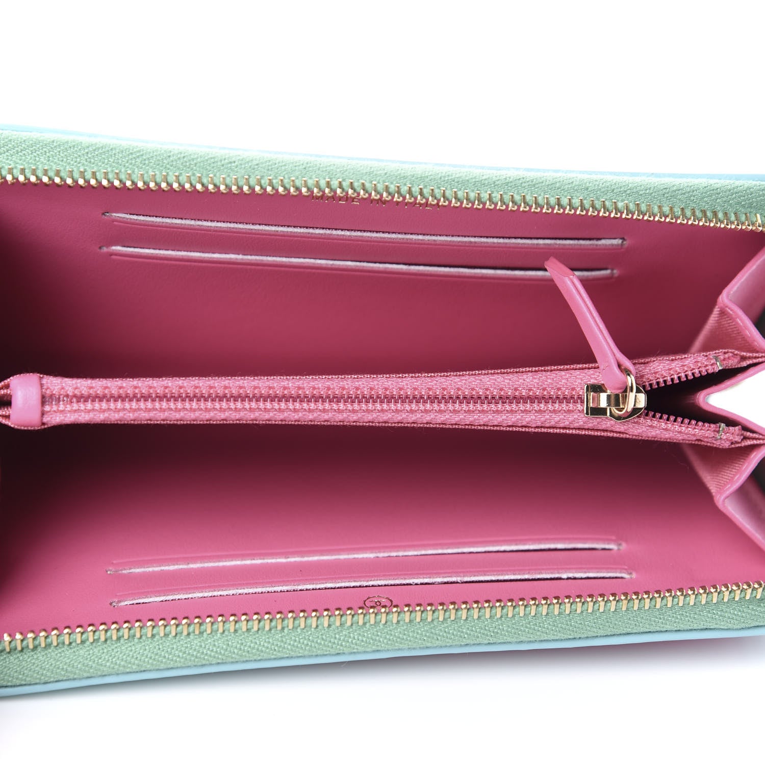 Chanel Caviar Quilted Medium Filigree Zip Around Wallet Pink Blue Green 5 of 10