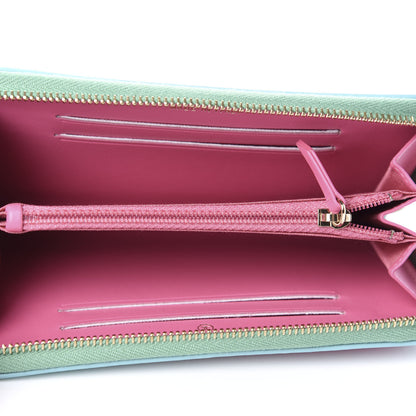 Chanel Caviar Quilted Medium Filigree Zip Around Wallet Pink Blue Green 5 of 10