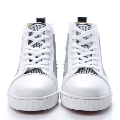 Christian Louboutin Calfskin Mesh Lou Spikes 3 Ying Yang Flat Sneakers 43.5 White Black Silver 2 of 10