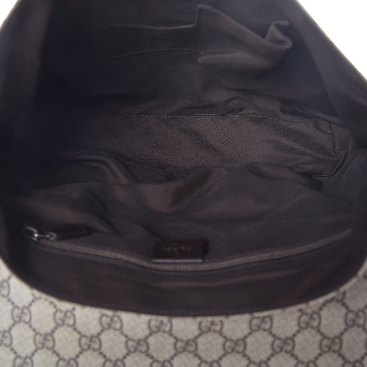 Gucci GG Plus Monogram Large Double Buckle Flap Messenger Bag Beige Dark Brown 5 of 13
