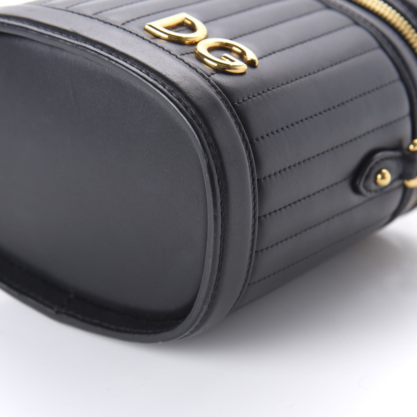 Nappa Quilted DG Girls Top Handle Bucket Bag Black