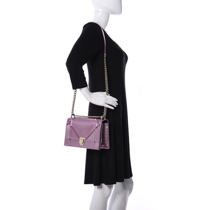 Christian Dior Metallic Patent Micro-Cannage Medium Diorama Flap Bag Purple 2 of 8