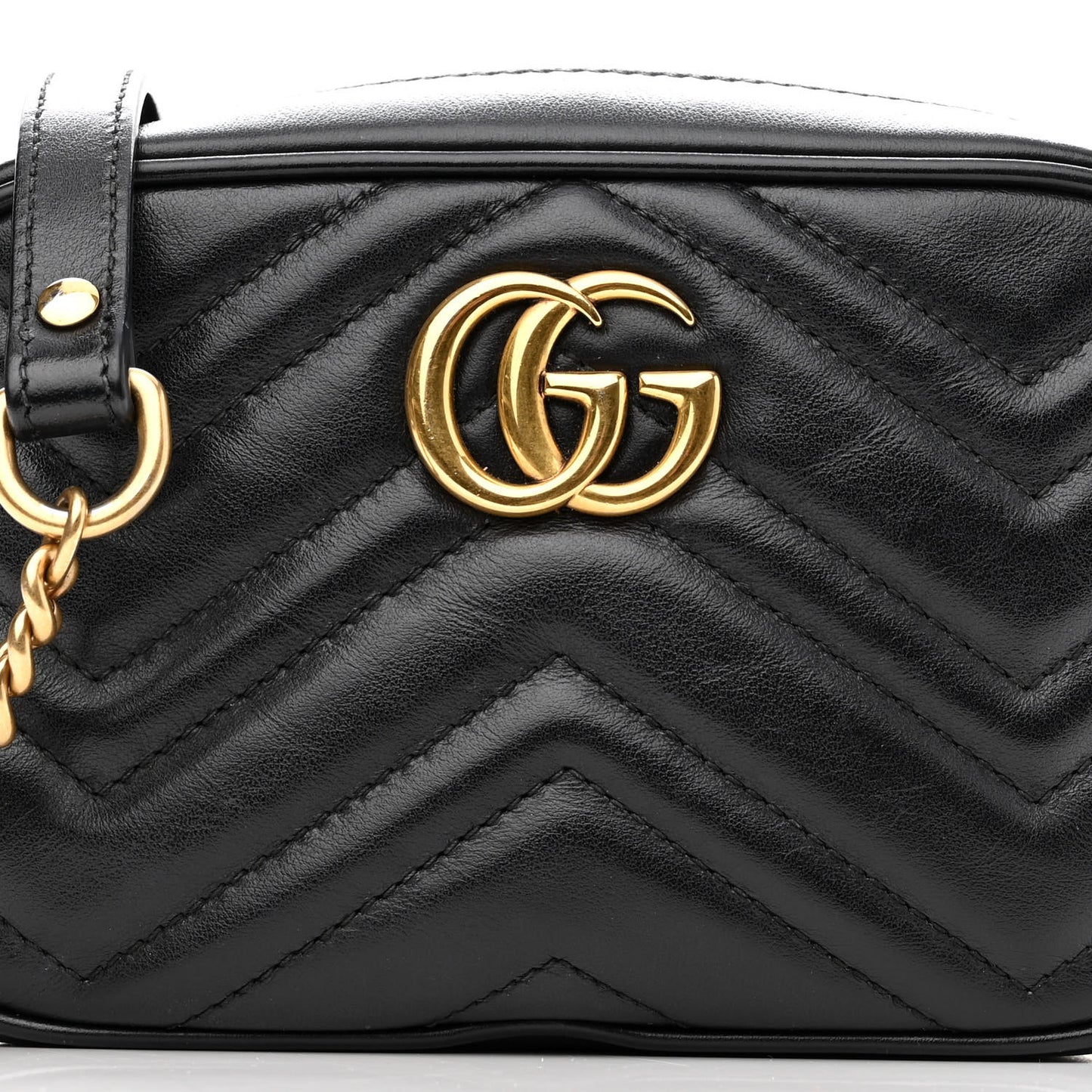 Calfskin Matelasse Mini GG Marmont Chain Shoulder Bag Black