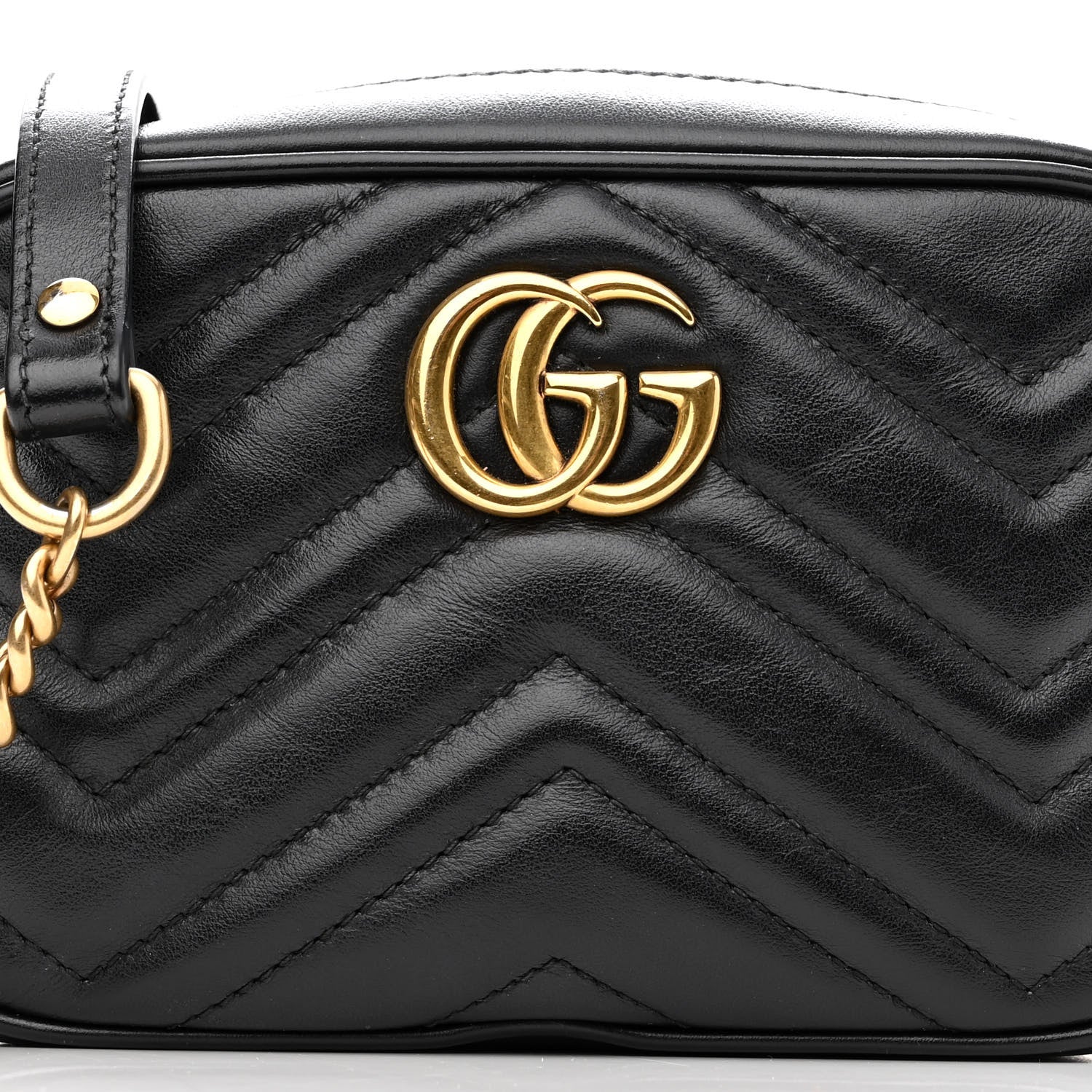 Gucci Calfskin Matelasse Mini GG Marmont Chain Shoulder Bag Black 8 of 14