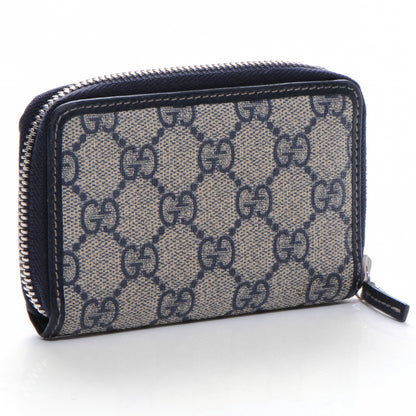 Gucci GG Supreme Monogram Calfskin Compact Wallet Beige Blue 3 of 7