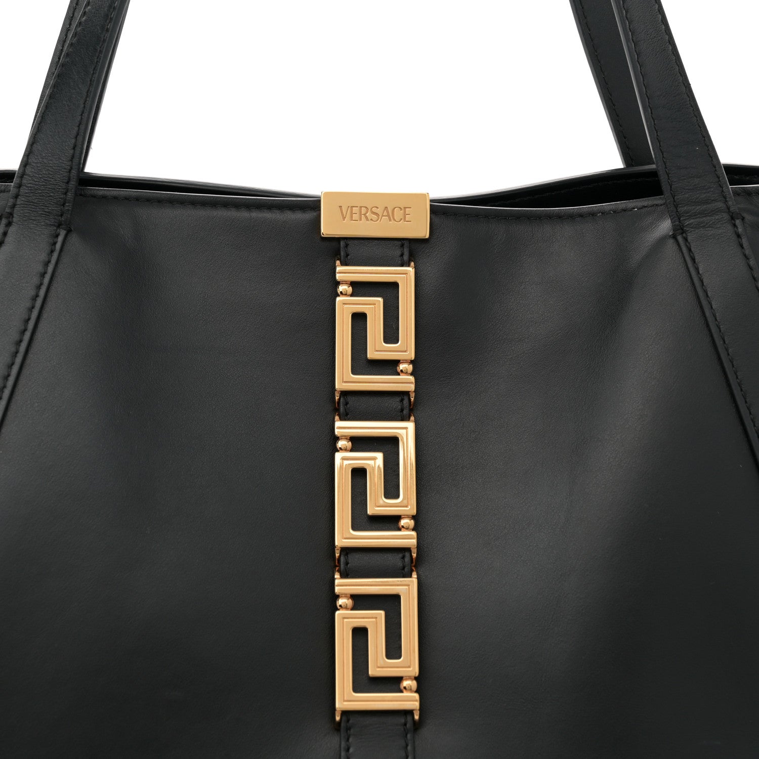 Versace Calfskin Greca Goddess Tote Bag Black 7 of 13