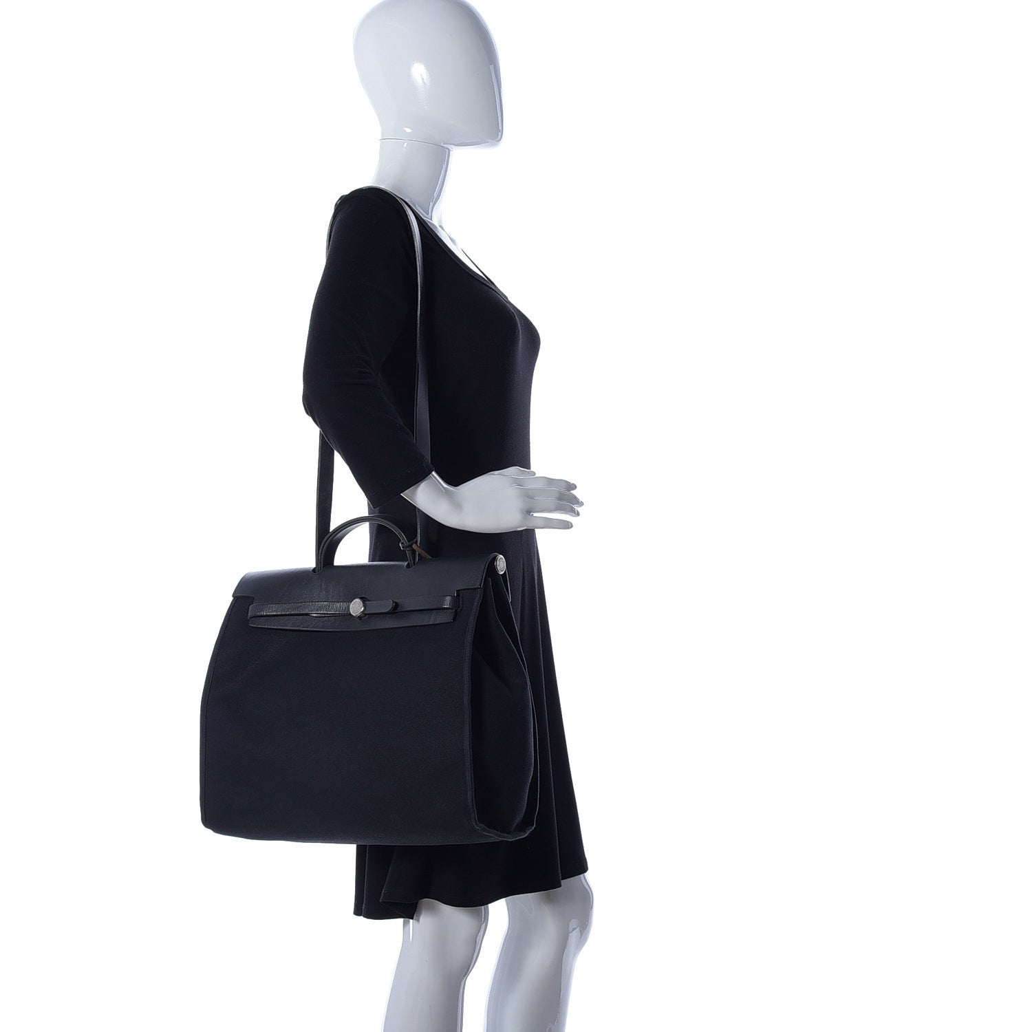 Hermes Toile Vache Calfskin Herbag 39 MM Black 2 of 33