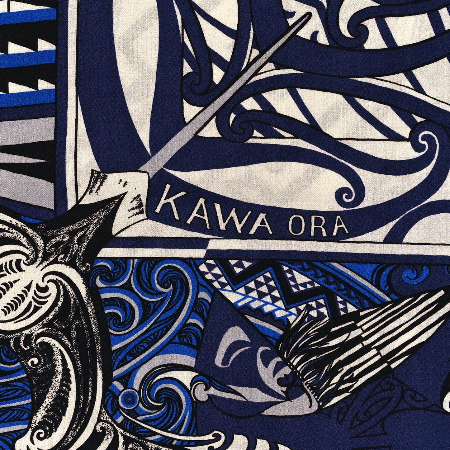 Cashmere Silk Kawa Ora Shawl 140 Marine Blanc Bleu Electrique