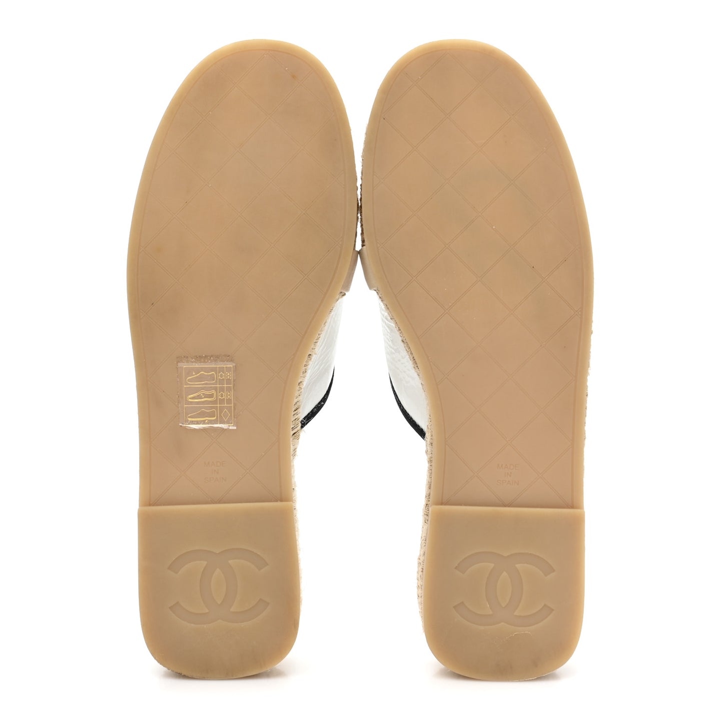 Crumpled Goatskin CC Espadrille Mules 35 White Black