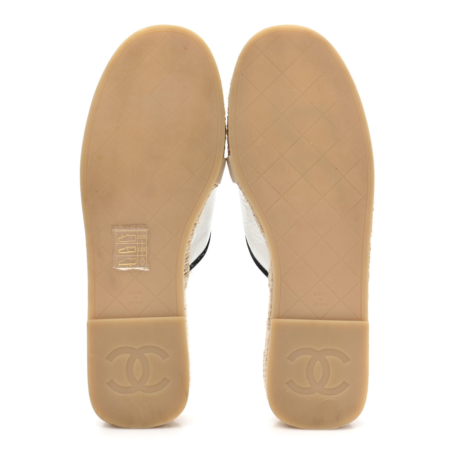Chanel Crumpled Goatskin CC Espadrille Mules 35 White Black 5 of 10
