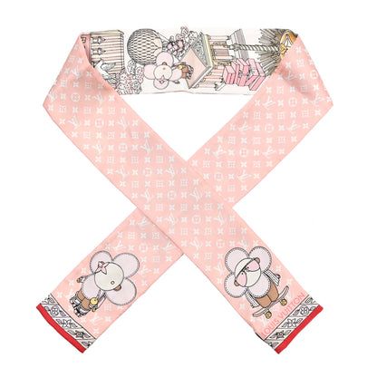 Louis Vuitton Silk Monogram Vivienne Hide and Seek Square Bandeau Rose 1 of 7