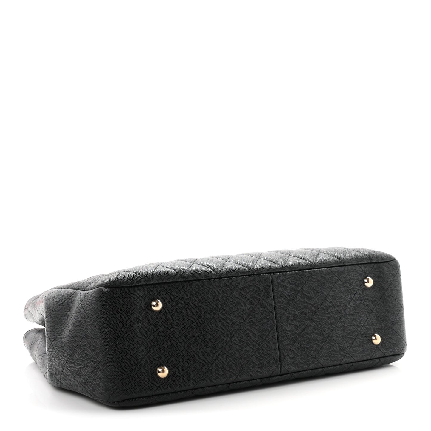 Caviar Quilted Small Shopping Tote Black